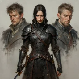 portrait painting of a character of a modern warrior by cedric peyravernay and greg ruthkowski, in the style of dishonored concept art, concept design, trending on artstation