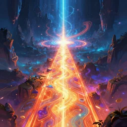 An epic fantasy of colorful infinity glowing path going into second dimension of future, artstation, digital painting, highly detailed, 8k