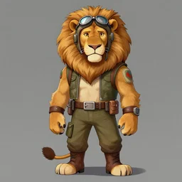 anthropomorphic lion fursona aviator pilot. renowned character illustration by greg rutkowski, thomas kindkade, alphonse mucha, loish, norman rockwell. trending on artstation. digital art.