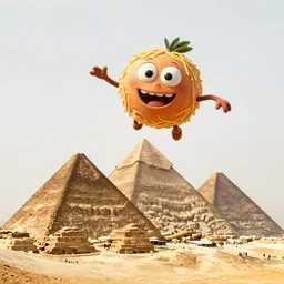 photo realistic flying spaghetti monster hovering over the pyramids - n 9