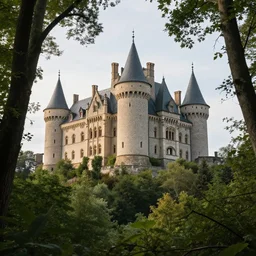 “a photo of a castle in the forest, 8k UHD, photorealistic”