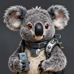 a portrait of an anthropomorphic cyberpunk koala holding a 4 0 oz, cyberpunk!, fantasy, elegant, digital painting, artstation, concept art, matte, sharp focus, illustration, art by josan gonzalez