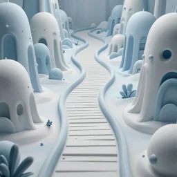 an epic elegant mysterious beguiling whimsical masterpiece fantasy matte painting of an impossible path winding through arctic dream worlds with surreal architecture designed by heironymous bosch, structures inspired by heironymous bosch's garden of earthly delights, surreal ice interiors by cyril rolando and asher durand and natalie shau, insanely detailed, intricate, sharp focus, elite