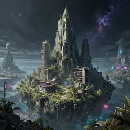 a beautiful ultradetailed render of nature unfinished building abandoned building architecture city empire by vija celmins, gem lightpaint fisheye landscape synthwave alien meadow anime architecture island darkacademia myst cosmic tundra neon signs cyberpunk dieselpunk, archdaily, wallpaper, highly detailed, trending on artstation.