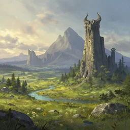 a landscape in the style of grimgar and gleipnir