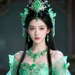 portrait princess of jade, glowing, beautiful, ornate and intricate green jewelry, jaw dropping beauty, glowing background lighting, green accent lighting, hyper detailed, fairy tale, 4 k octane render
