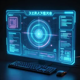 japanese hud holographic neon computer