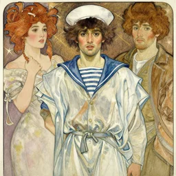 the sailor jupiter. beautiful, realistic painting by mucha and kuvshinov and bilibin. watercolor, thick linings