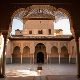 alhambra in granada spain mastery of moorish design and architecture, volumetric rays, cinematic lighting