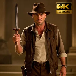 Jonah Hill as indiana jones in raiders of the lost ark, 8k resolution, full HD, cinematic lighting, award winning, anatomically correct
