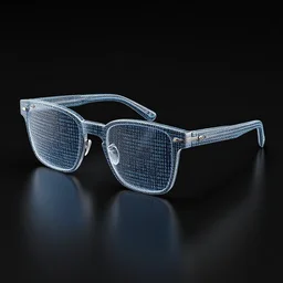 3d render of glasses made of matrix code, black mate background, ray tracing, octane render, unreal engine