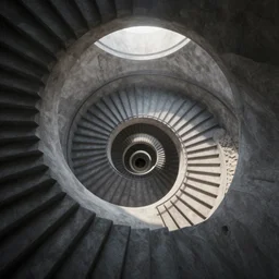 an infinite staircase, spiralcore, octane render