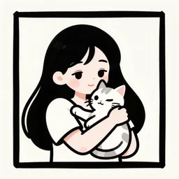 girl hugging kitten by disney concept artists, blunt borders, rule of thirds