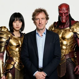 studio portrait of agi professor by lucian freud, portrait of ai artist by yuko shimizu, hellboy golden army movie still frame of mr sinister, mcu nathaniel essex mr sinister by rembrandt