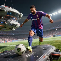 Drake playing soccer on a spaceship. Hyper detailed, 8k, photography, realistic, octane render, unreal engine, ray traced