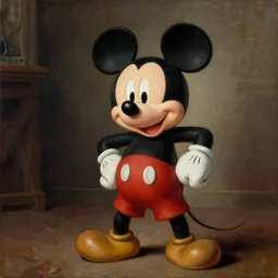 mickey mouse as a janitor, oil painting, trending on artstation, renaissance, highly detailed, dynamic pose, moody