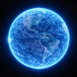 ultrarealistic image of a dyson sphere encircling a blue sun, HD, HDR, 8k, scientific, sci-fi, robotic