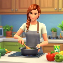emma watson cooking in the sims 4