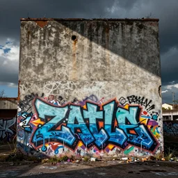 graffiti of the word zatla, brutalist style, ignorant