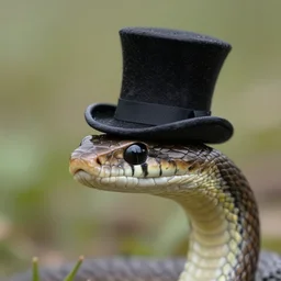 top hat on snake's head, photo, detailed, 4k