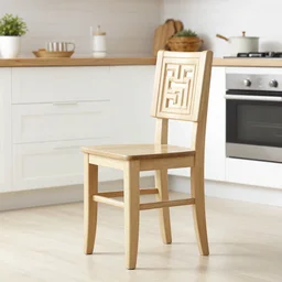 chair with greek design in a white kitchen in italy