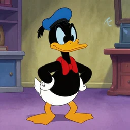 “A still of Daffy Duck in Eraserhead”