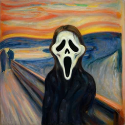 A picture of Tom Cruise in The Scream, oil on canvas painting by Edvard Munch