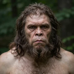a photo of gigachad ernest khalimov as a neanderthal, close up shot, dslr photography