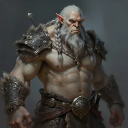 painting of, orc,  goliath, bearded braided hair. Pale. ArtStation, CGSociety, Unreal Engine