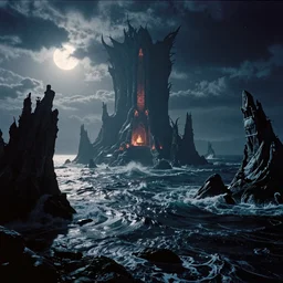 beautifully hellish seascape photography by carr clifton, by galen rowell # film kodak ektar 8 k resolution ; night on a fantasy world, concept art by daniel lieske, by dan witz 8 k 3 d 1 6 k,