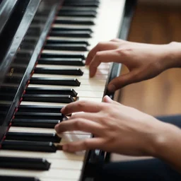 a piano player with 20 fingers. View from above. Beautiful photography
