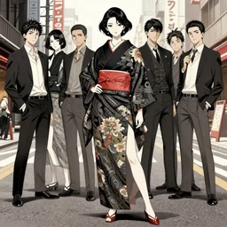 a full - body portrait of a young japanese woman standing in tokyo street, confident pose, intricate, elegant, sharp focus, illustration, highly detailed, concept art, matte, trending on artstation, anime, art by james jean and artgerm and brian despain and alberto mielgo, greg rutkowski, wlop, ilya kuvshinov, strong strokes