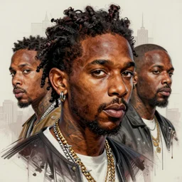 : kendrick lamar,, intricate, sharp focus, illustration, highly detailed, digital painting, concept art, jahbu art and paul lewin and kehinde wiley, masterpiece