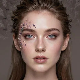 face fractal portrait of a woman, inspired by mandy jurgens, face accessories, light make up, 4 k, high detailed, illustration