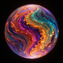 a glowing orb, black background, vibrant colors by schiraz, artstation, digital art