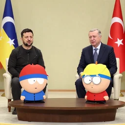 zelensky and erdogan as southpark characters, tv interview, official, ukraine and turkey