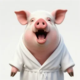 a screaming pig wearing a robe painted by francis bacon