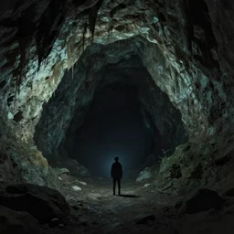 in the cave moments before disaster, digital art, eerie