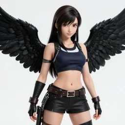 high quality art of tifa lockhart with a black wing, trending on artstation