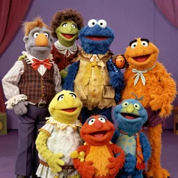 zombie fraggle rock muppets, family photo of muppets, photo from the 7 0 s