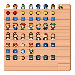 A sprite sheet for a 16 bit SNES video game