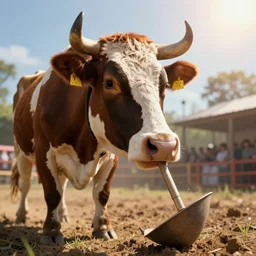 honorary mention at a cow tipping contest, 8 k, ultra realistic, lens flare, atmosphere, glow, detailed, intricate, full of colour, cinematic lighting, trending on artstation, 4 k, hyperrealistic, focused, extreme details, unreal engine 5, cinematic, masterpiece
