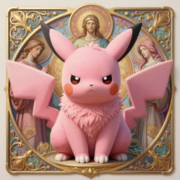 pink pokemon cat sad - increasing physical mental perfection, symmetrical! intricate, highly detailed, biblical divine holy perfection!! digital painting, artstation, concept art, smooth, sharp focus, illustration, art by artgerm and greg rutkowski and alphonse mucha