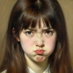 detailed portrait of am pouting anime girl, a painting by gaston bussiere, craig mullins, j. c. leyendecker