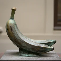 a bronze statue of a banana