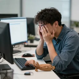 web developer cries at his desk