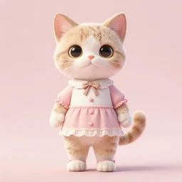 Full body portrait of a cute catboy wearing feminine clothes. Award-winning digital art, trending on ArtStation.