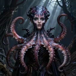 emma watson as a cursed octopus monster, satanism, lovecraftian horror, eldtritch horror, sinister