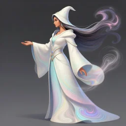side profile, maya ali, wizard, dota 2 concept art, robes, elegant, highly detailed, smooth, colorful swirly magical ripples, pastel colors, by huang guangjian, sachin teng, greg rutkowski, jesper ejsing, ilya kuvshinov, artgerm, mucha