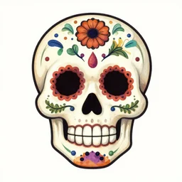 a beautiful calavera illustration, very detailed, centered, uncropped